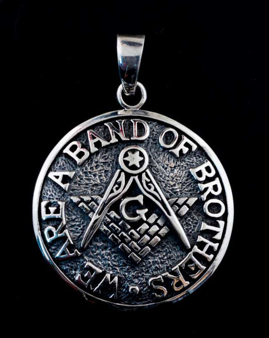 Pendentif Maçonnique Circulaire en Argent 925 – Symbole de Fraternité et de Tradition