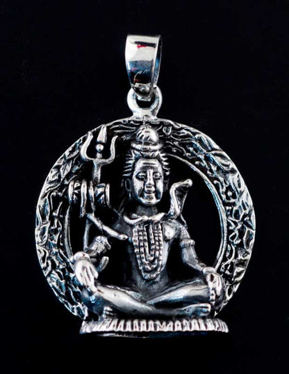 Amulette Pendentif De Lord Shiva Porte-Bonheur En Argent Massif 925