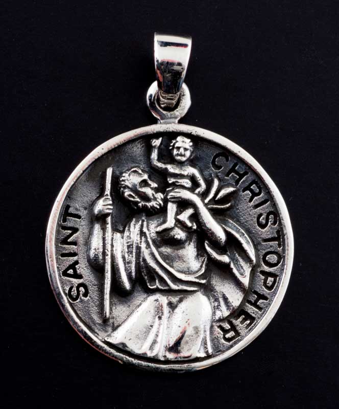 Médaille pendentif Saint Christophe – talisman de protection en argent massif 925