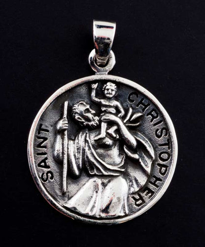Médaille pendentif Saint Christophe – talisman de protection en argent massif 925