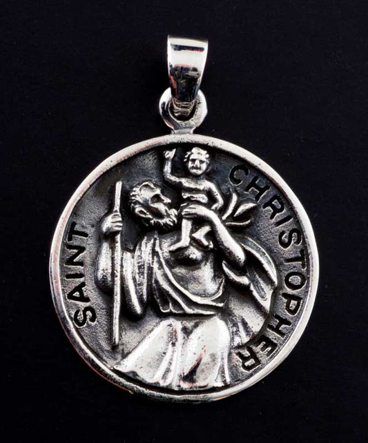 Médaille pendentif Saint Christophe – talisman de protection en argent massif 925