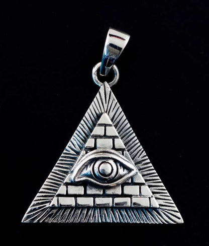 Pendentif Maçonnique en Argent 925 – Œil de la Providence et Pyramide