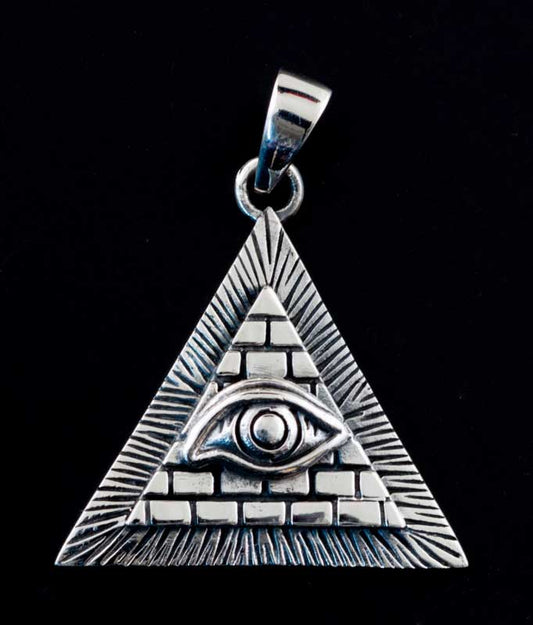 Pendentif Maçonnique en Argent 925 – Œil de la Providence et Pyramide