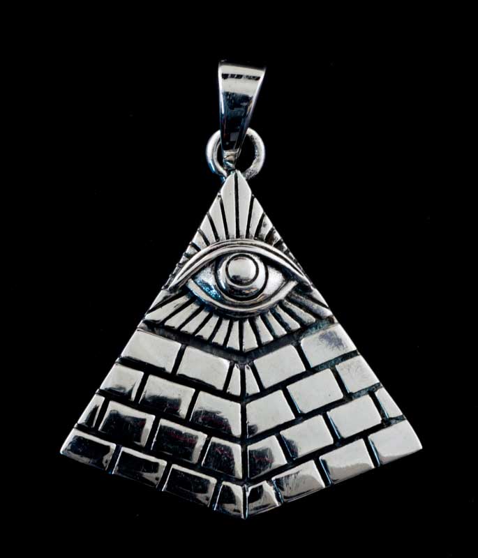 Pendentif Pyramide en Argent 925 – Œil de la Providence et Géométrie Sacrée