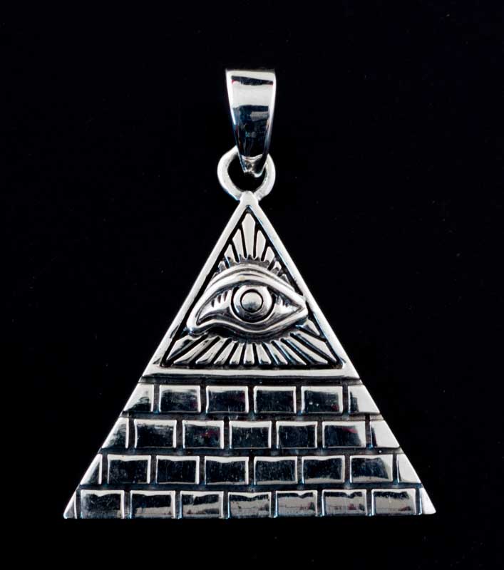 Pendentif Maçonnique Triangle en Argent 925 – Œil de la Providence et Géométrie Sacrée