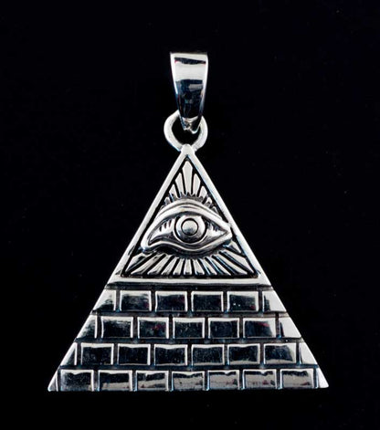 Pendentif Maçonnique Triangle en Argent 925 – Œil de la Providence et Géométrie Sacrée