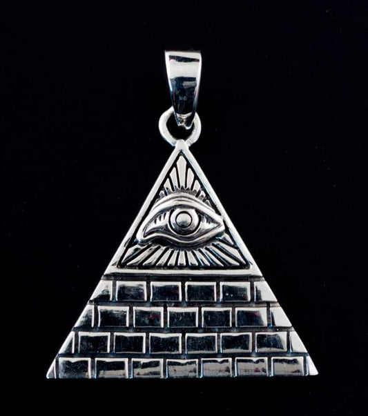 Pendentif Maçonnique Triangle en Argent 925 – Œil de la Providence et Géométrie Sacrée