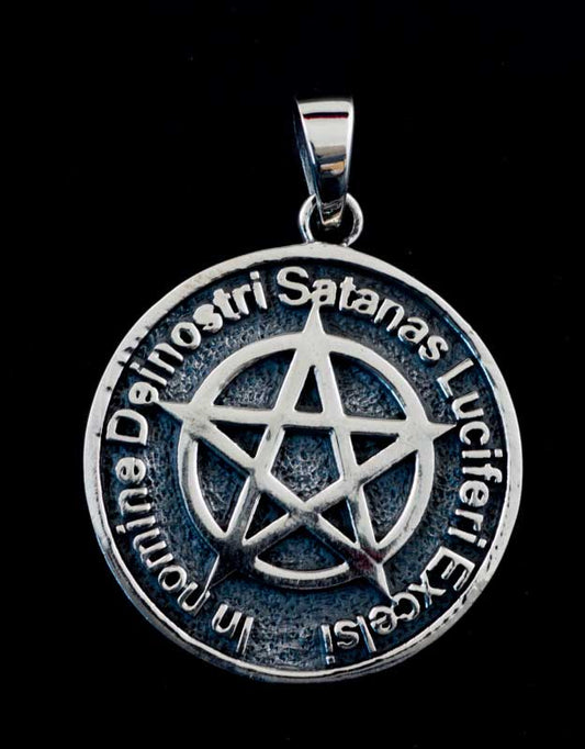 Pendentif de Lucifer en argent massif 925 – Pentagramme ésotérique artisanal