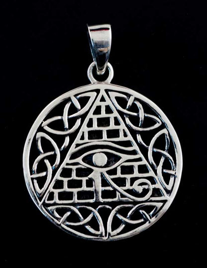 Pendentif Maçonnique en Argent 925 – Œil d’Horus et Géométrie Sacrée