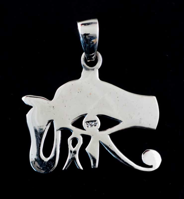 Pendentif Œil d’Horus tête de faucon en argent massif 925 – Bijou de l’Égypte ancienne