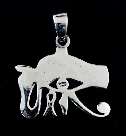 Pendentif Œil d’Horus tête de faucon en argent massif 925 – Bijou de l’Égypte ancienne