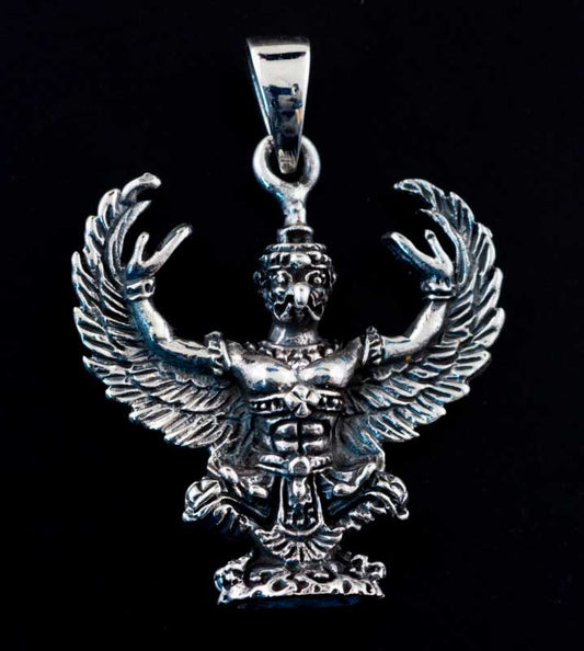 Amulette Pendentif Deité Garuda En Argent Massif 925