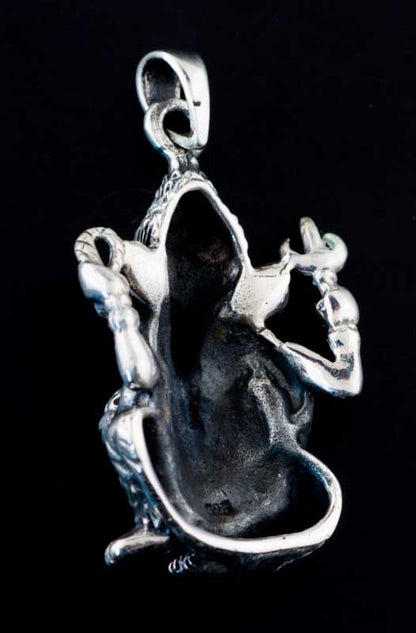Amulette Pendentif De Lord Ganesha Porte-Bonheur En Argent Massif 925