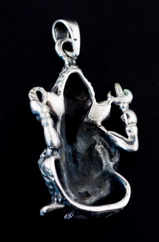 Amulette Pendentif De Lord Ganesha Porte-Bonheur En Argent Massif 925