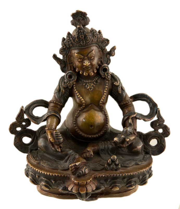 Statue de Jambhala (Malla Kuber) en alliage de cuivre – Divinité bouddhiste de la prospérité