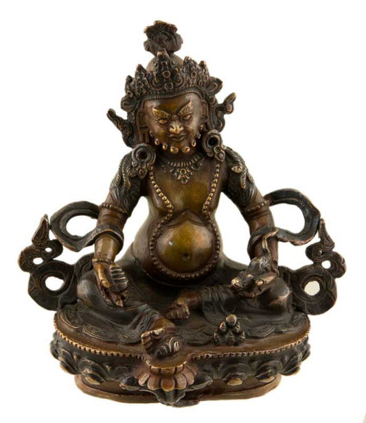 Statue de Jambhala (Malla Kuber) en alliage de cuivre – Divinité bouddhiste de la prospérité