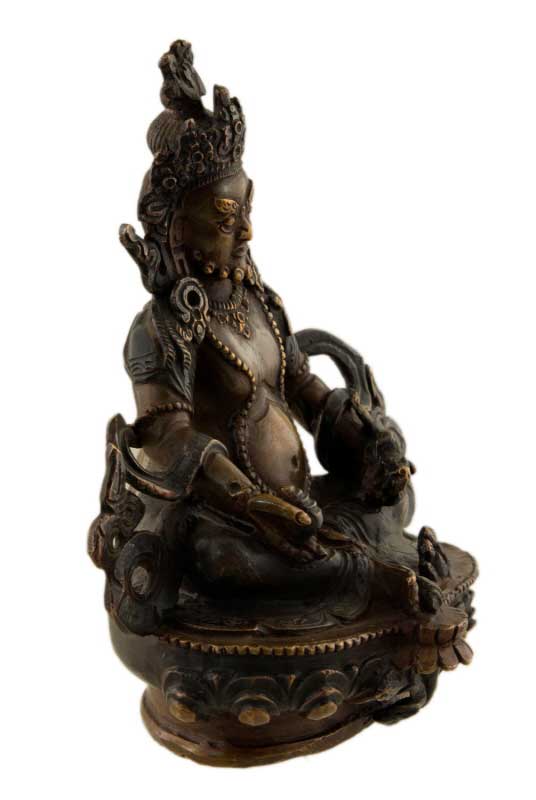 Statue de Jambhala (Malla Kuber) en alliage de cuivre – Divinité bouddhiste de la prospérité