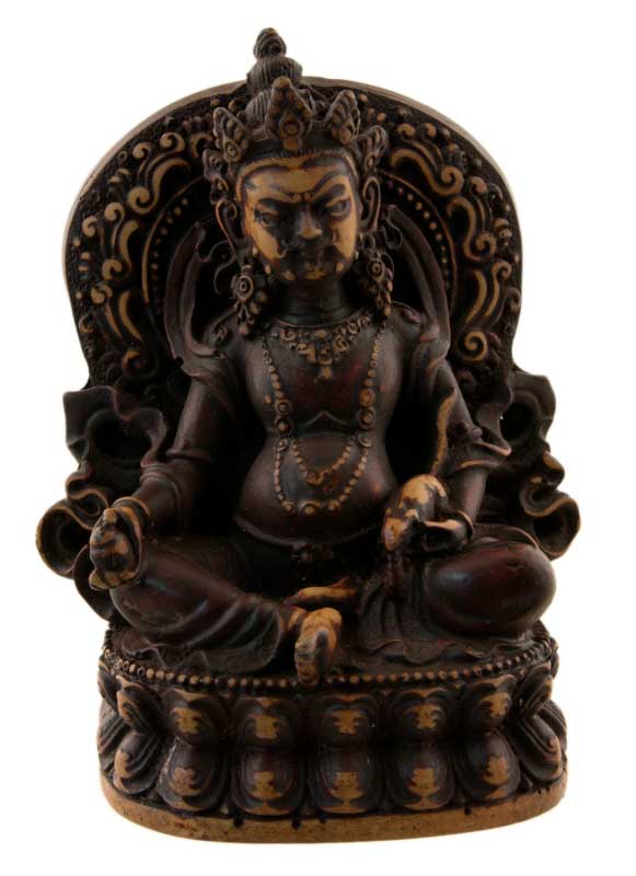 Statue Kubera Jambhala – Dieu des richesses en résine brune artisanale du Népal 12 cm
