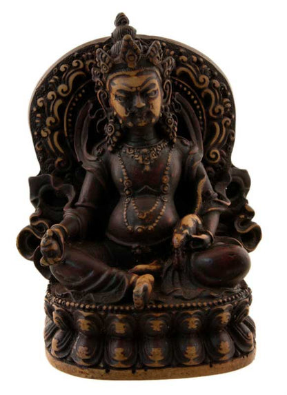 Statue Kubera Jambhala – Dieu des richesses en résine brune artisanale du Népal 12 cm