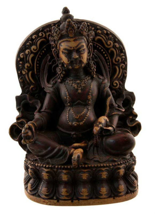 Statue Kubera Jambhala – Dieu des richesses en résine brune artisanale du Népal 12 cm