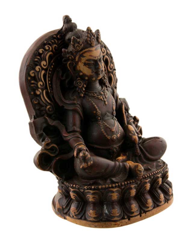 Statue Kubera Jambhala – Dieu des richesses en résine brune artisanale du Népal 12 cm
