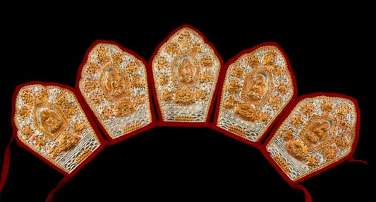 Couronne des Cinq Bouddhas Gyalwa Rig Nga – Coiffe Cérémonielle Bouddhiste Tibétaine