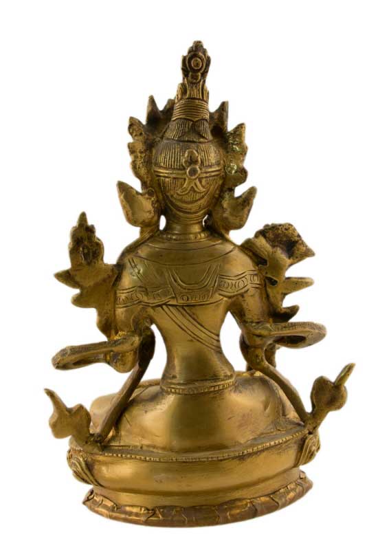 Statue Tara Verte en Laiton 22 cm – Déesse Tibétaine de la Compassion