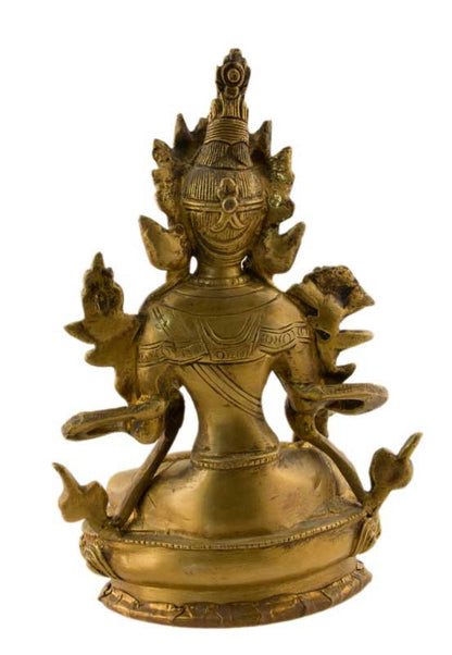 Statue Tara Verte en Laiton 22 cm – Déesse Tibétaine de la Compassion