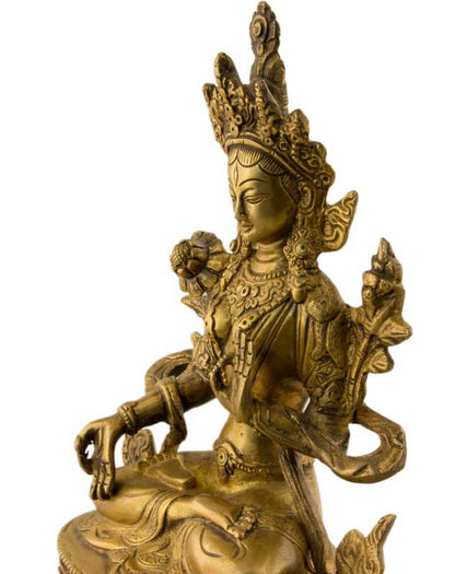 Statue Tara Verte en Laiton 22 cm – Déesse Tibétaine de la Compassion