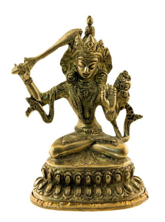 Statue Manjushri en Laiton 10 cm – Déité Bouddhiste Tibétaine du Népal