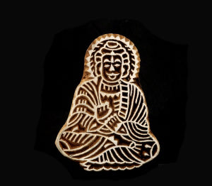 Tampon Encreur Bouddha En Bois Sculpté Bouddha Artisanat Indien