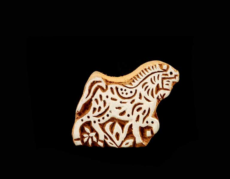 Tampon Encreur En Bois Sculpté – Motif Cheval