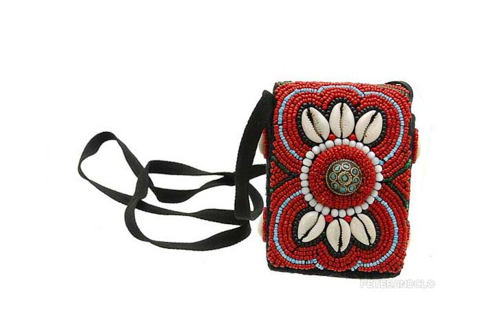 Étui De Parure Tribale Du Ladakh – Accessoire Artisanal Népalais Avec Perles Et Cauris