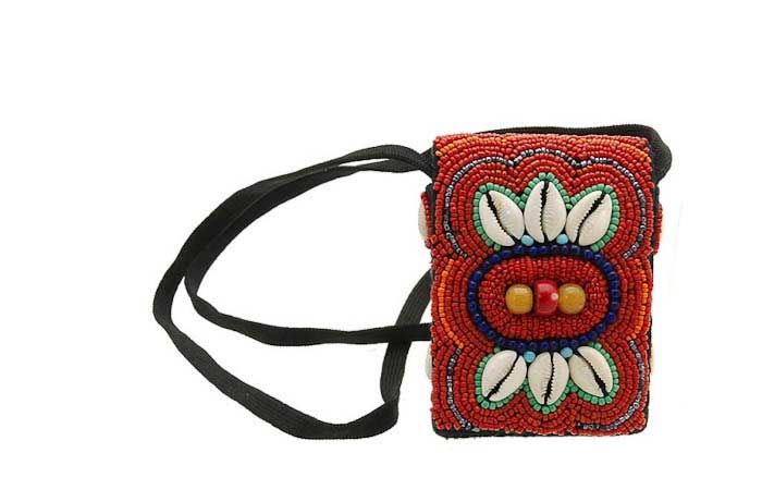 Étui De Parure Tribale Du Ladakh – Accessoire Artisanal Népalais Avec Perles Et Cauris