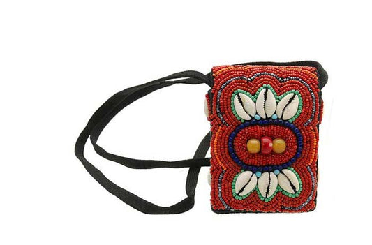 Étui De Parure Tribale Du Ladakh – Accessoire Artisanal Népalais Avec Perles Et Cauris