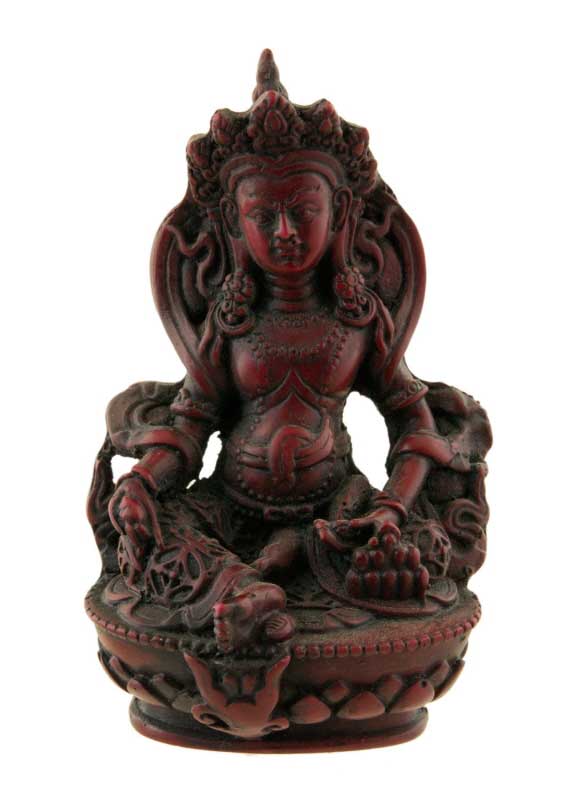 Statue Kubera Jambhala – Résine bordeaux artisanale du Népal 12 cm