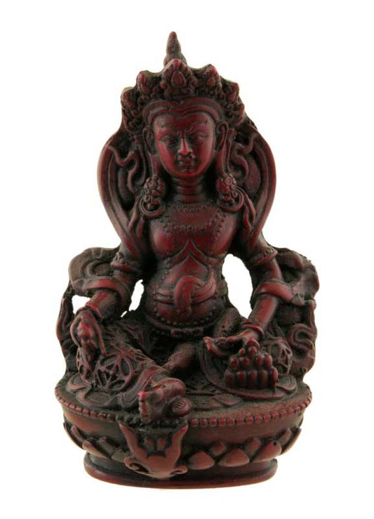 Statue Kubera Jambhala – Résine bordeaux artisanale du Népal 12 cm