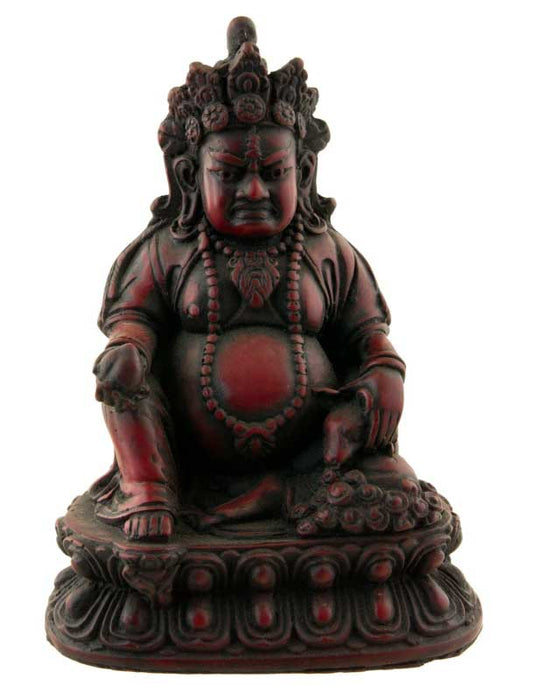 Statue Jambhala Kubera – Dieu des richesses en résine bordeaux artisanale du Népal 15 cm