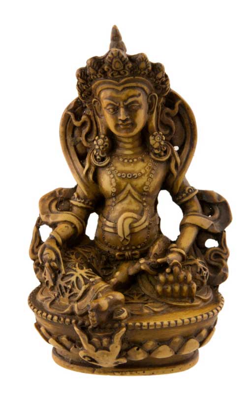 Statue Kubera Jambhala – Dieu des richesses en résine beige artisanale du Népal