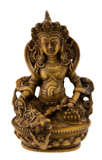 Statue Kubera Jambhala – Dieu des richesses en résine beige artisanale du Népal