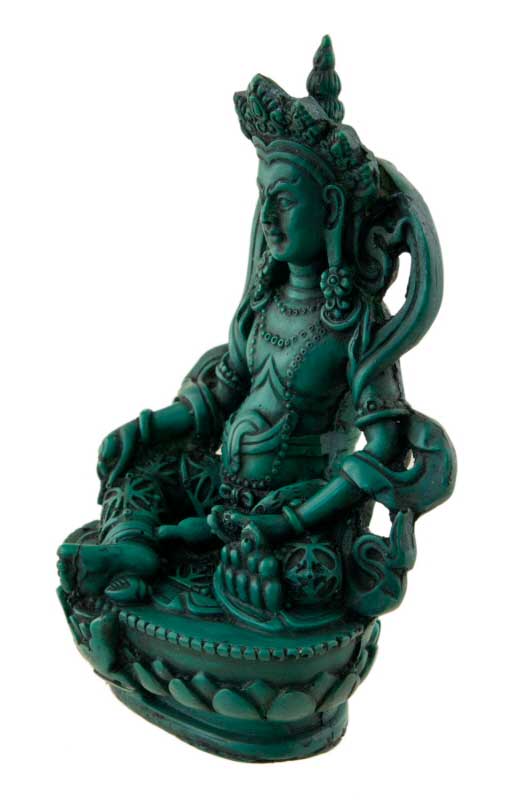 Statue Kubera Jambhala – Trésor artisanal en résine turquoise du Népal 11,5 cm