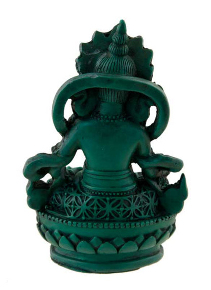 Statue Kubera Jambhala – Dieu des richesses en résine turquoise artisanale du Népal 10 cm
