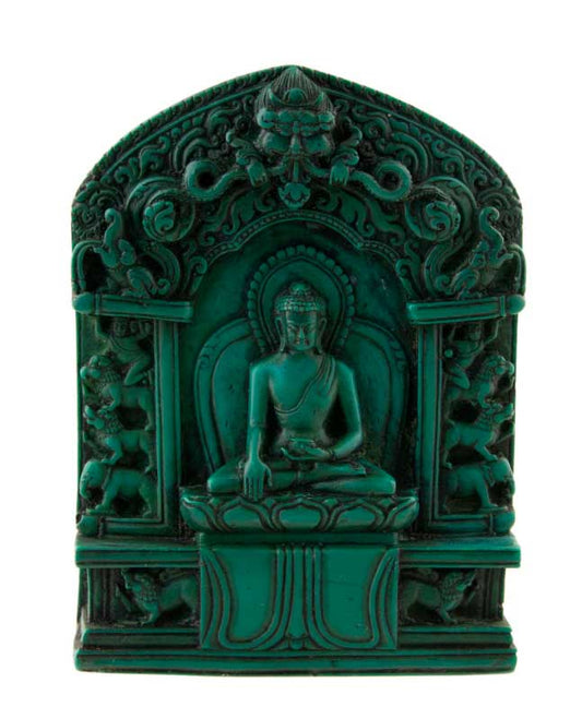 Ghau Gau autel votif bouddhiste – stèle de Bouddha en résine artisanale