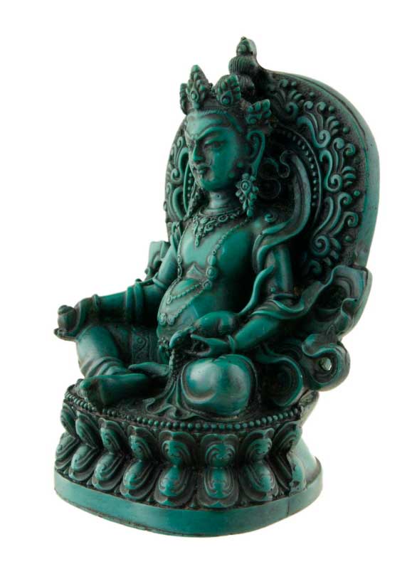 Statue Kubera Jambhala – Dieu des richesses en résine turquoise artisanale du Népal