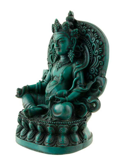 Statue Kubera Jambhala – Dieu des richesses en résine turquoise artisanale du Népal