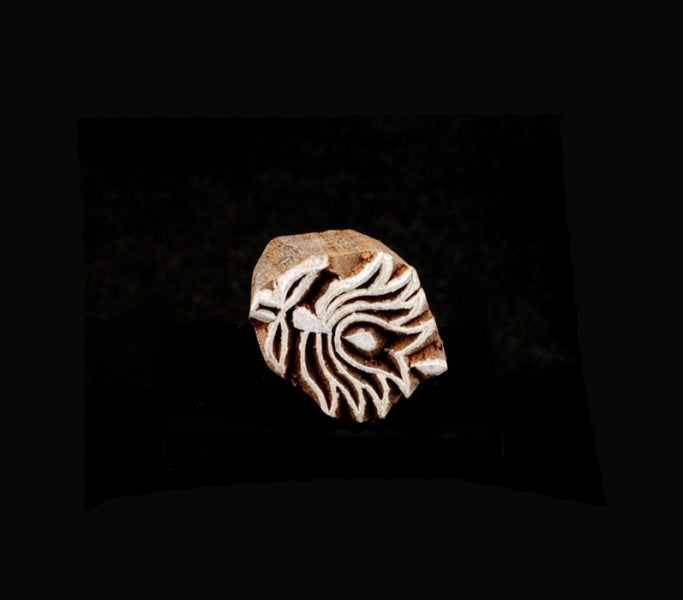 Tampon Encreur En Bois Sculpté – Motif Fleur Mandala