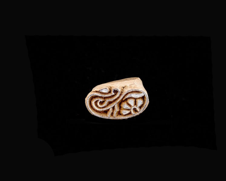 Tampon Encreur En Bois Sculpté – Motif Fleur Mandala