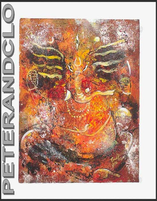 Peinture De Ganesha Népalais – Œuvre Unique Signée Par L’Artiste Pradeep