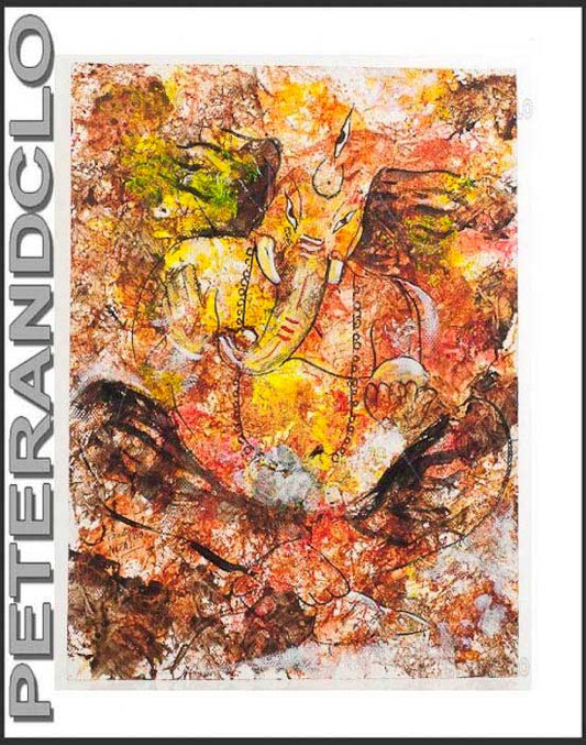 Peinture De Ganesha Népalais – Œuvre Unique Signée Par L’Artiste Pradeep