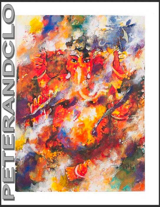 Peinture De Ganesha Népalais – Œuvre Unique Signée Par L’Artiste Pradeep